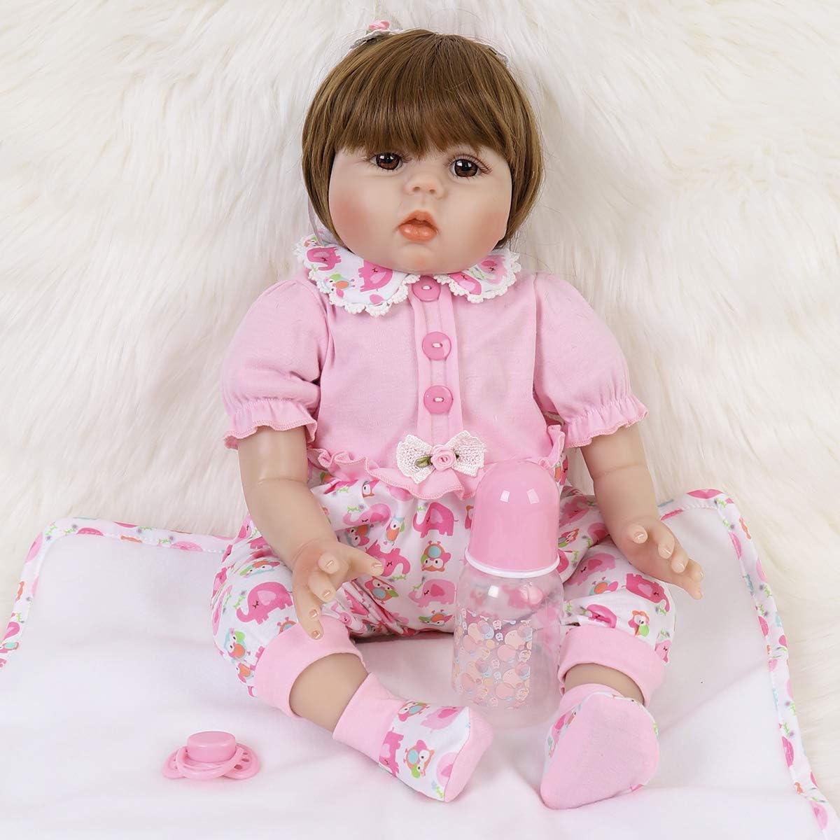 ENA Reborn Baby Doll Realistic Silicone Vinyl Baby 21 inch Weighted Soft Body Lifelike Doll Gift Set for Ages 3+