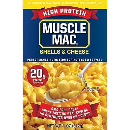 Muscle Mac Alta Proteina Conchas De Delux Y Pasta De Queso Para Todas Las Edades Hecho Con Queso Real 0 71 Oz De Proteina Por Porcion 11 Oz Paquete De 6 Amazon Com Grocery