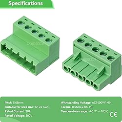 JANDECCN 10Pcs 5 Pin 5.08mm Pitch DIY PCB Mount