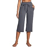 IUGA Capri Pants for Women Capris Wide Leg Pants Woman Yoga Pants with Pockets Loose Casual Work Flare Crop Pants