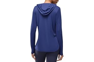 RAMUNRO Women's Rash Guard Long Sleeve UV Sun Protection Shirts with Kangaroo Pocket Hoodie UPF 50+ Lightweight SPF Tops for Hiking