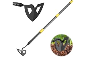 TIEMLET Hoe Garden Tools, 41.3 to 55.5 Inch Weeder Tool for Yard Long Handle, Garden Weeding Tool with Sharp Hoe and Comfort Grip for Loosening Soil, Weeding, Digging Trenches Gardening Tools