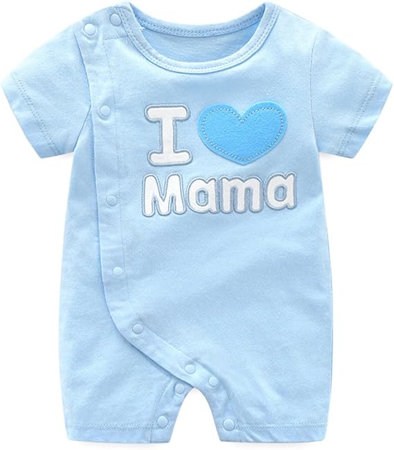 Amazon Co Jp Famuka夏 ロンパース カバーオール ベビー服 I Love Mama Papa 前開き 可愛い 柔らかい 女の子 男の子 ウエア 服 ファッション小物