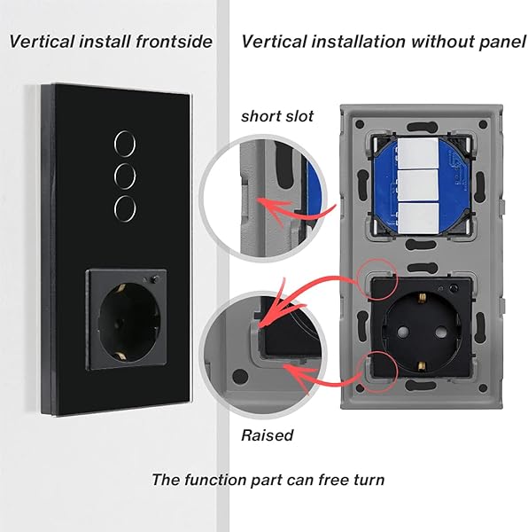 BSEED WIFI 3 Gang 1 Va Touch Switch y EU enchufe Soporte Google HomeAlexaSMART LIFETUYA APP Wall Light Outlets Negro