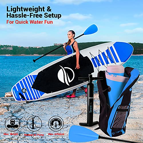 SereneLife Inflatable Stand Up Paddle Board (6 Inches Thick) with
