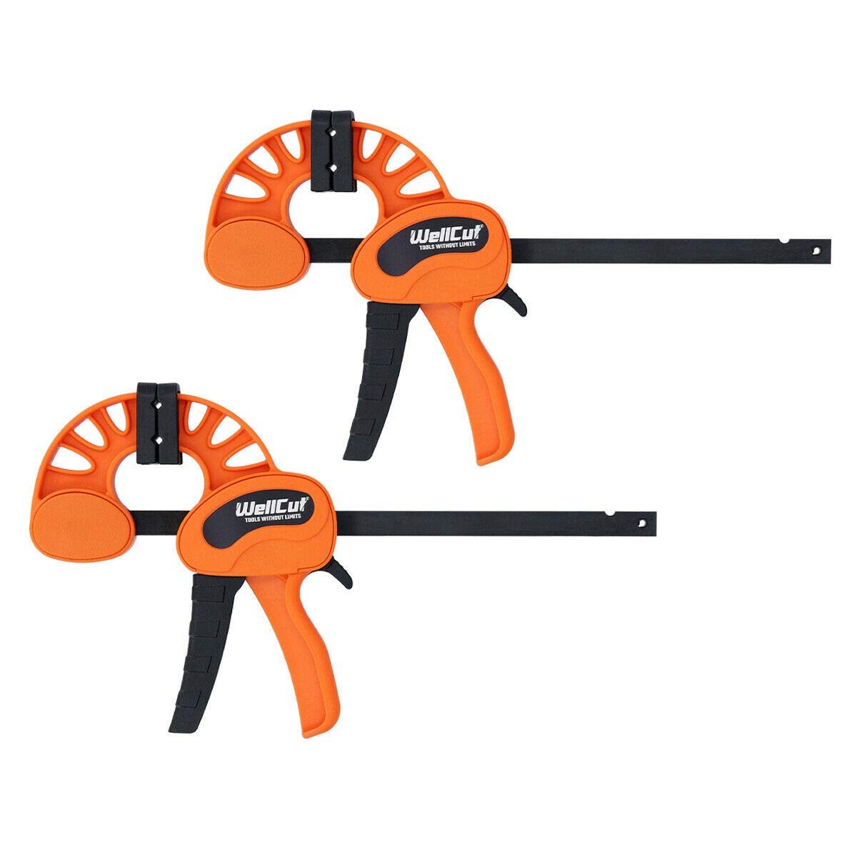 WellCut Bar Clamps 150mm 6-Inch, 2pcs Professional Quick Grip Clamps for Woodworking One-Handed Clamp, Spreader Wood Clamps Set, Heavy-Duty Quick-Change Clamp