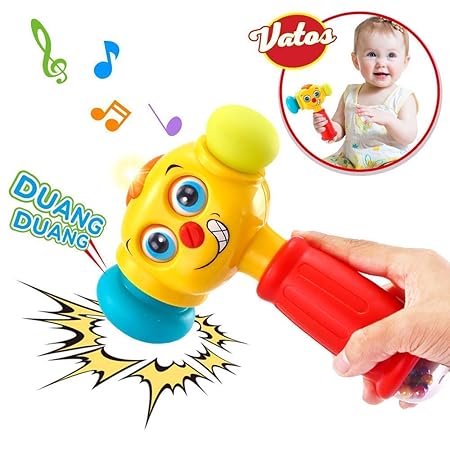VATOS Licht & Musik Baby Spielzeug Hammer für Babys & Kleinkinder ab 12 bis 18 Monate Lustige veränderbare Augen Hammer Spiel