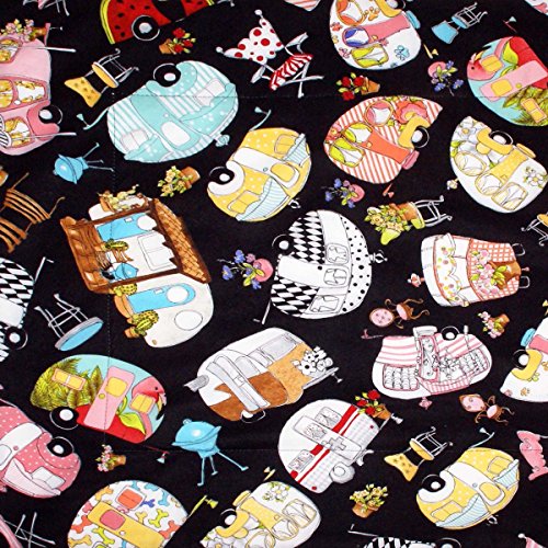 Dish Drying Mat - Pet Placemat - Appliance Mat - Camping Mat - Glamper Campers on Black - 16"x20" - Thumbnail 2