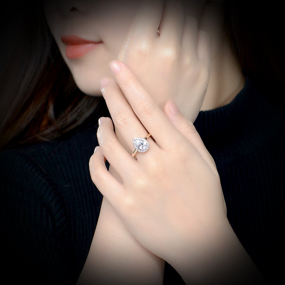 mytysun Wedding Rings 4 Ct Engagement Wedding Ring Teardrop Pear Cut CZ Cubic Zirconia Solitaire Wedding Jewelry for Women Girlfriend 9