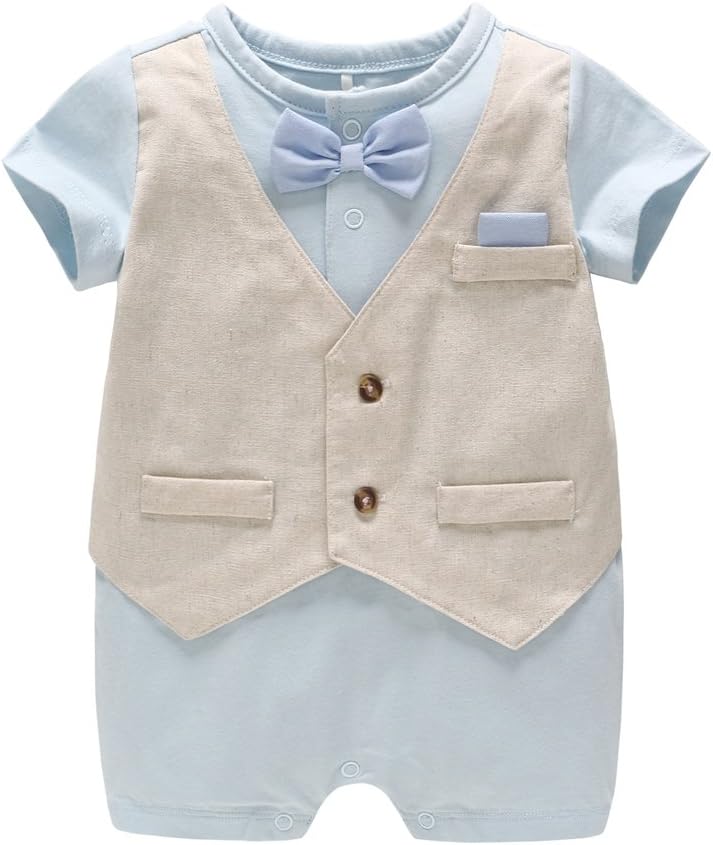 3 6 Mois Bebe Garcons Costume Gentleman Romper Manches Courtes Combinaison Avec Nœud Papillon Mariage De Bapteme Festif Body Formel Tenues Bebe Vetements Eng Bouldermicrofinance Org