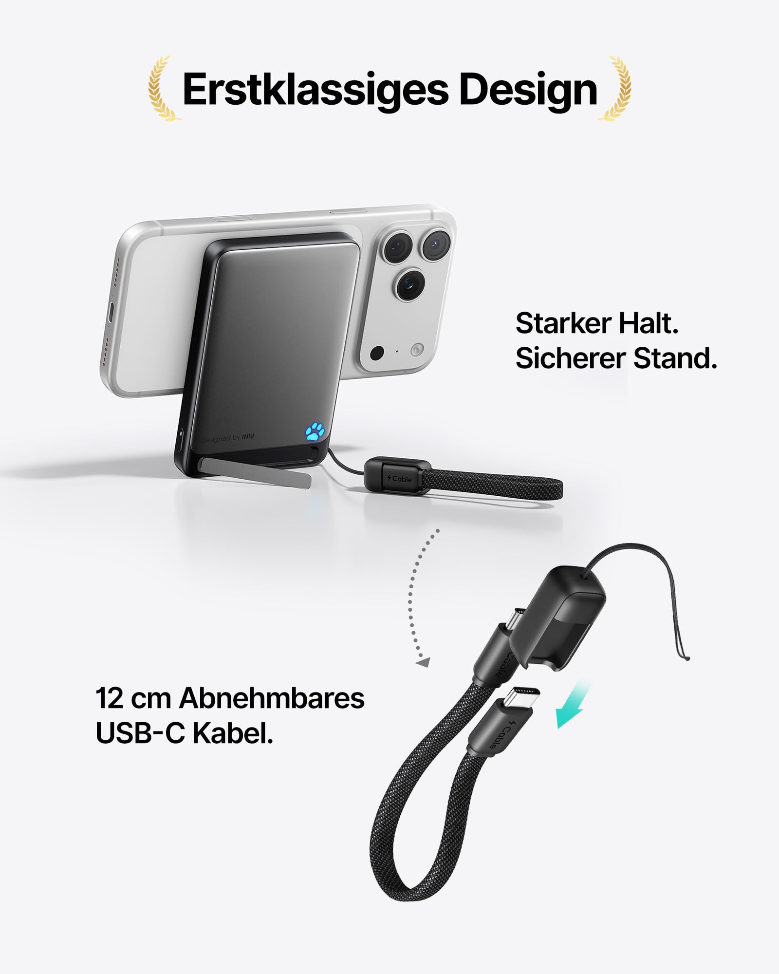 INIU Powerbank für MagSafe, Original Qi2-zertifiziertes Kabelloses Schnellladen, Ultra-schlank 10000mAh 45W Powerbank mit USB-C-Kabel & Ständer, Reise-Essential Magnetische Akkubank für iPhone 12-17 5