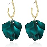 Anmpab Boho Long Acrylic Rose Petal Drop Dangle Earrings Bohemian Resin Multicolored Flower Statement Floral Tassel Layered Floral Petal Earrings for Women Bridal Prom