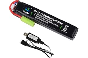 HHZ 11.1V Airsoft Battery 2000mAh 30C 452096 Rechargeable Hobby LiPo Battery Mini Tamiya Connector for Airsoft Guns Airsoft Rifle with 11.1v USB Cable