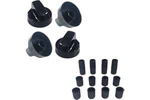 4 Pack Universal Control Knobs Replacement with 12 Adapters - Wide Application for Oven Stove Range Universal Stove Knobs Bla