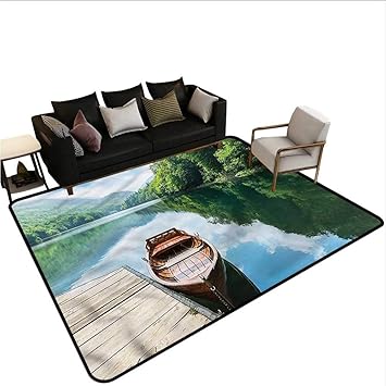 Amazon Com Lake Indoor Outdoor Rubber Mat 48 X 72 Wooden Boat