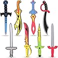 Liberty Imports 8 Pack Foam Swords Weapons Toy Set for Kids Cosplay Pretend Role Play Dress Up Accessories - 8 Different Designs Ninja Pirate Warrior Viking Swords Assorted