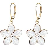 Vavhoo Blossom Petal Enamel Flower Hoop Earrings Elegant Floral Design Lightweight Dangle Drop Earrings for Women Jewelry