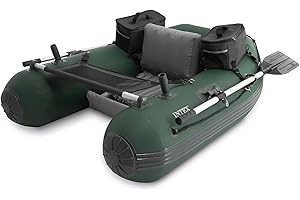 INTEX Big Catch Pro Inflatable Fishing Float Tube, Includes 54in Boat Oars, High-Output Pump, Detachable Fishing Rod Holders,
