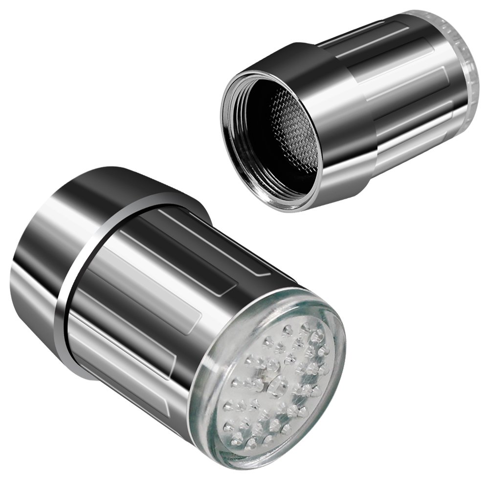 DLAND Colourful LED Water Tap RC-F03 LED Colour Changing Light Water Tap in 3 Colours for Kitchens and Bathrooms -7 Colours in Total (Pack of 2 Bathroom Tap and 2 Adaptors per pack)