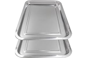 2 Pack Stainless Steel Tray - Autdor Metal Tray 13.5" X 10" Heavy-Duty Tattoo Trays Multi-Purpose Flat Tool Organizer for Tattoo Supplies Piercing Dental Instruments Lab & Kitchen Use