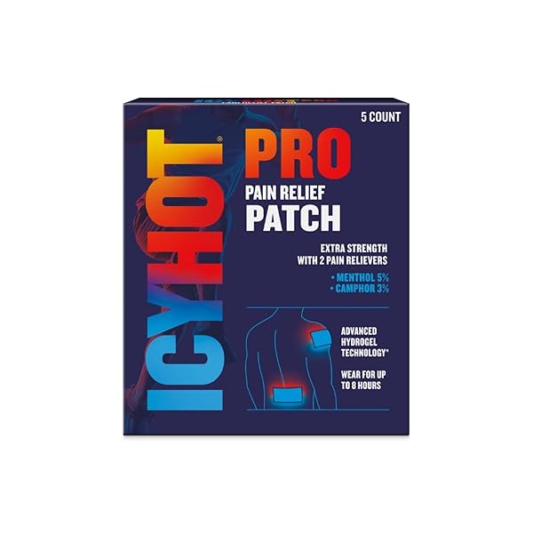 ICY HOT PRO NO-MESS PAIN RELIEF PATCHES WITH MENTHOL & CAMPHOR & ADVANCED HYDROGEL TECHNOLOGY, 5 CT.