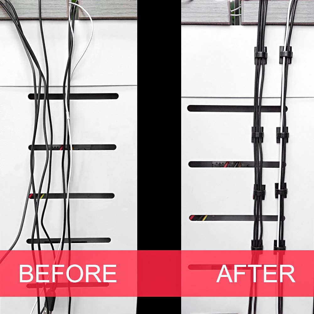 GOOACC 100 Pieces Cable Management Adhesive Cable Clips Cord Organizer Wire Clips Cable Ties For Car, Office, Home And Desk Accessories