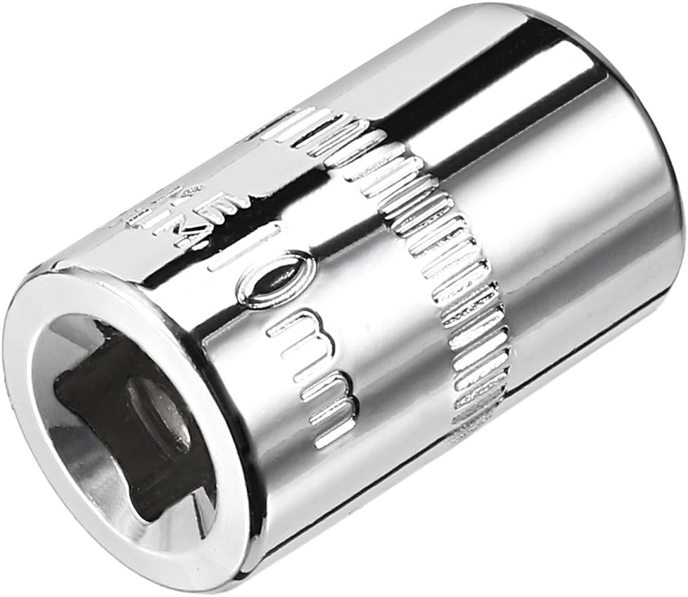 sourcingmap 4 Pcs 1/4-Inch Drive 10mm 6-Point Shallow Socket, Metric, Cr-V, Silver Tone - Image 3
