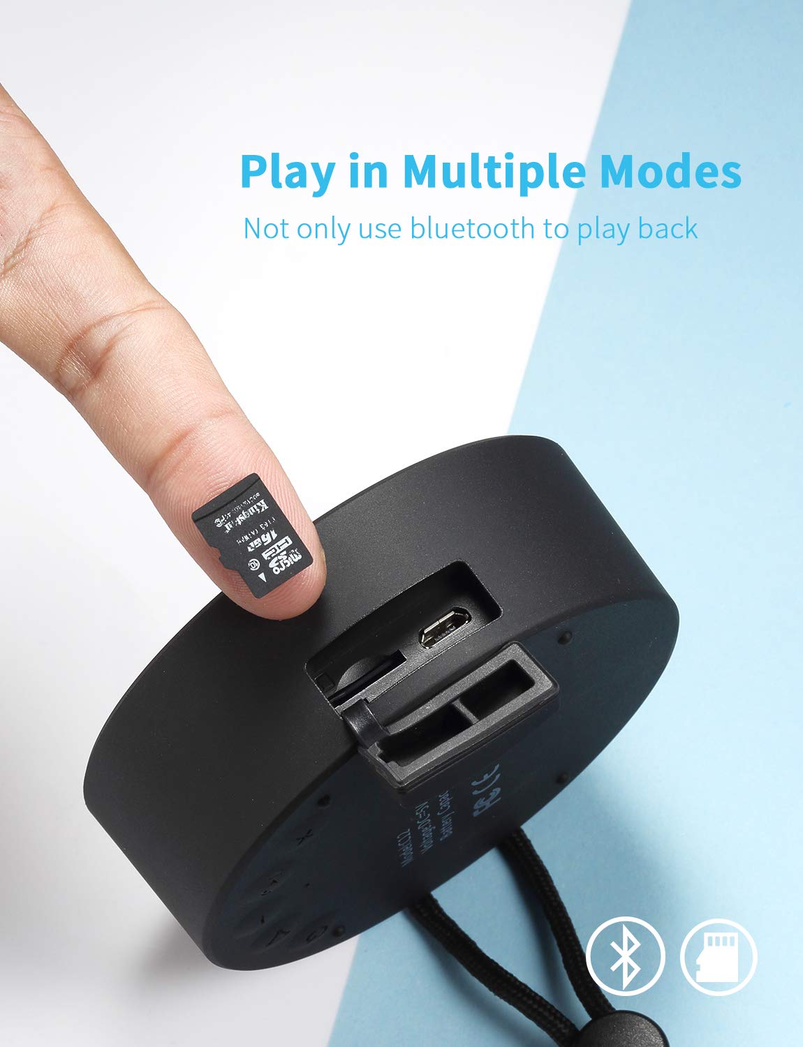 INSMY Portable Shower Bluetooth Speaker, IPX7 Waterproof Wireless Outdoor Speaker with HD Sound, Support TF Card, Suction Cup for Home, Pool, Beach, Boating, Hiking