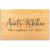 Andaz Press Large Bamboo Wood Cutting Board Gift, 17.75 x 11-inch, Aunt's Kitchen Where Everything is Made With Love, 1-Pack, Engraved Serving Chopping Board Christmas Birthday Chef Kitchen Ideas
