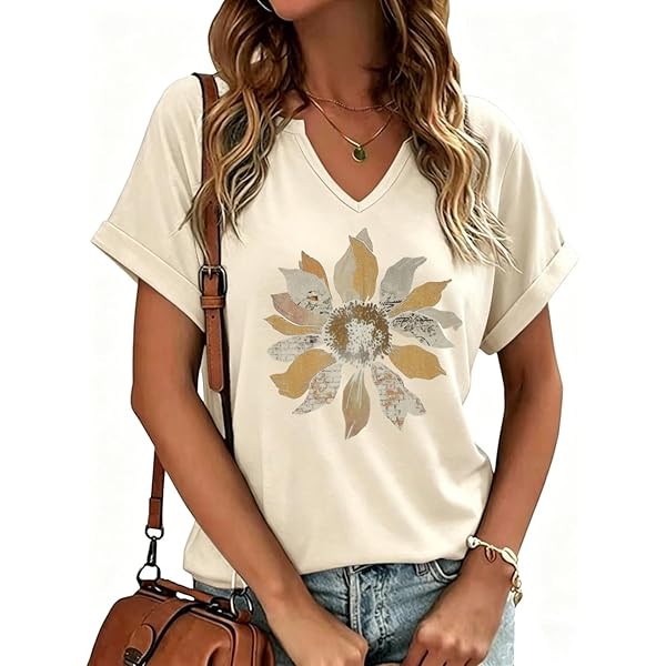 Camicie floreali vintage da donna Boho Wildflowers t-shirt grafica