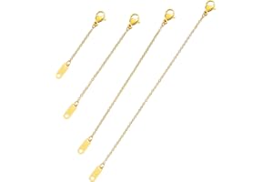 BAYLAY Necklace Extenders - 18k Gold Filled/Whited Gold Filled Delicate Necklace Extender Chain Set for Women 4 Piece Set, Extensions 1", 2", 3", 4" Inches Hypoallergenic in Gold or Silver