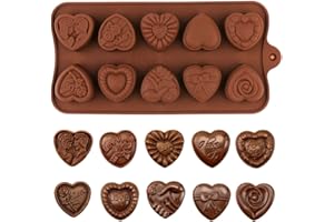 1 Piece Valentines'Day Silicone Chocolate Molds Heart Shape with Different Pattern 3D Chocolate Candy Moulds for Valentines D