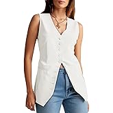 Cicy Bell Womens Button Down Suit Vests Casual Business V Neck Waistcoat Tops Summer Fitted Work Office Sleeveless Blazer