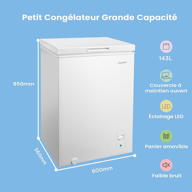' 143L RCC146WH2EU(E) Congélateur coffre autonome, Blanc