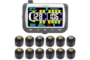 EEZ RV PRODUCTS EEZTire-TPMS12 Real Time/24x7 Tire Pressure Monitoring System - Color Monitor + 12 at Sensors