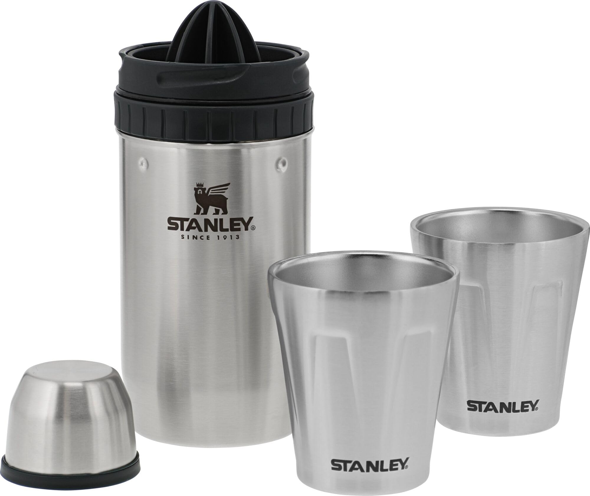 Stanley Happy Hour Cocktail Shaker Set 20 oz | Bartender Kit for Camping and Travel | Cocktail Drink Mixing Set with 2 Cups | Insulated Stainless Steel | BPA-Free | Stainless Steel
