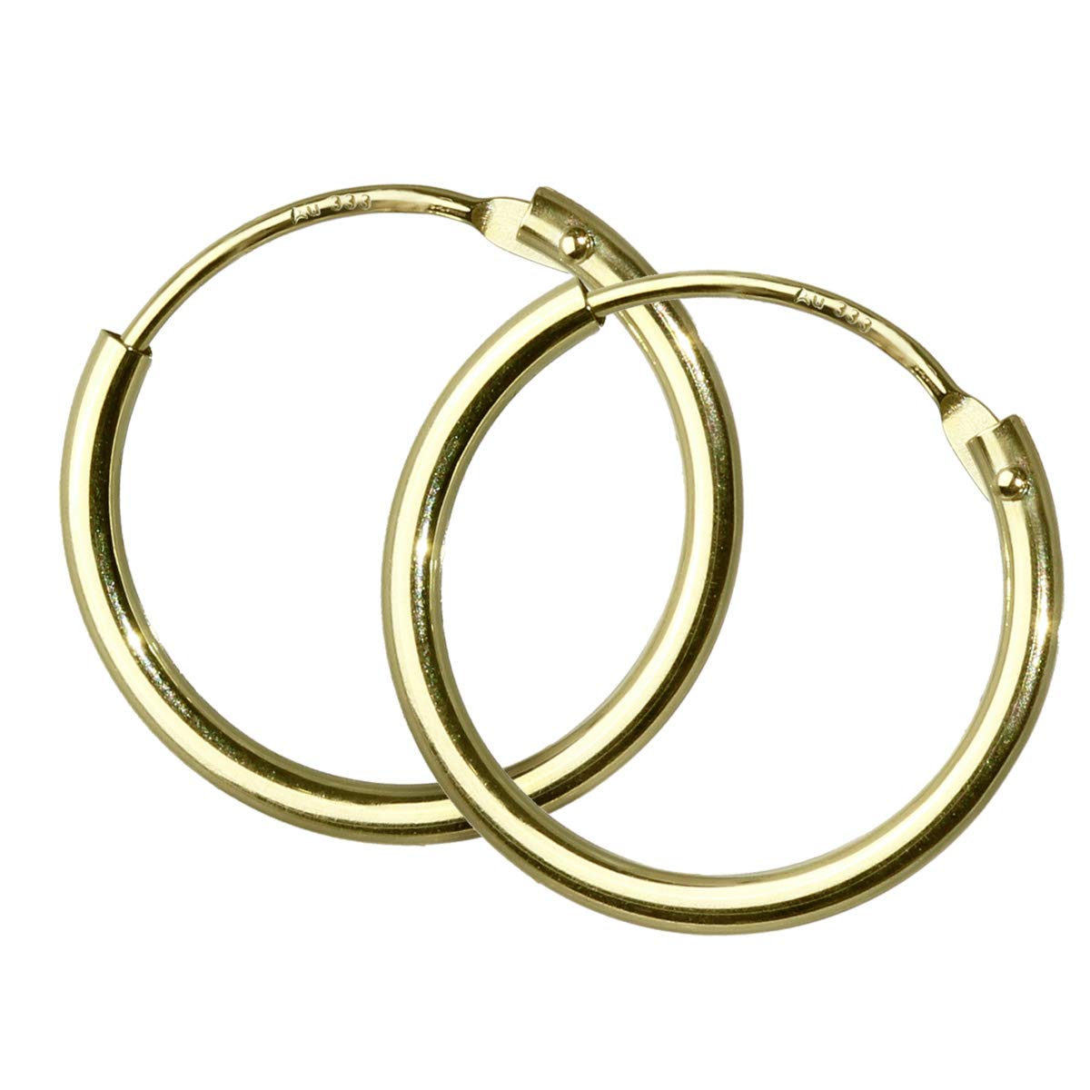 Nklaus 2x PAIR GENTLE Creole REAL GOLD earring Earrings Earrings 15 mm 40186