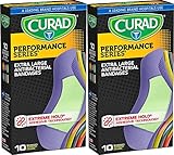 Curad Performance Series Extreme Hold Antibacterial Fabric Bandages, Assorted, X-Large, 10 Count (Pack of 2)