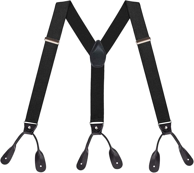 Button Braces for Men YBack Genuine Leather Trimmed Button End Tuxedo Trousers Pant Braces Mens