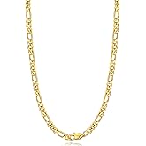 Jewlpire 5.5mm/7mm Stainless Steel Figaro Chain Necklace for Men, 14K Gold Plated Chain for Men, Mens Jewelry Gift 16 18 20 22 24 26 Inch