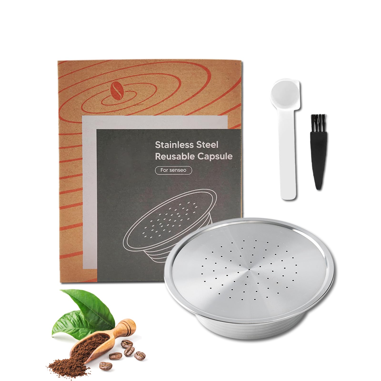 FOVNOT Reusable Stainless Steel Coffee Capsules, Compatible with Senseo HD7801, 1 Count, White