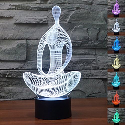 NChance Christmas Gift Magic Yoga Lamp 3D Illusion 7 Colours Touch Switch USB Insert LED Light Birthday Present and Party Decoration