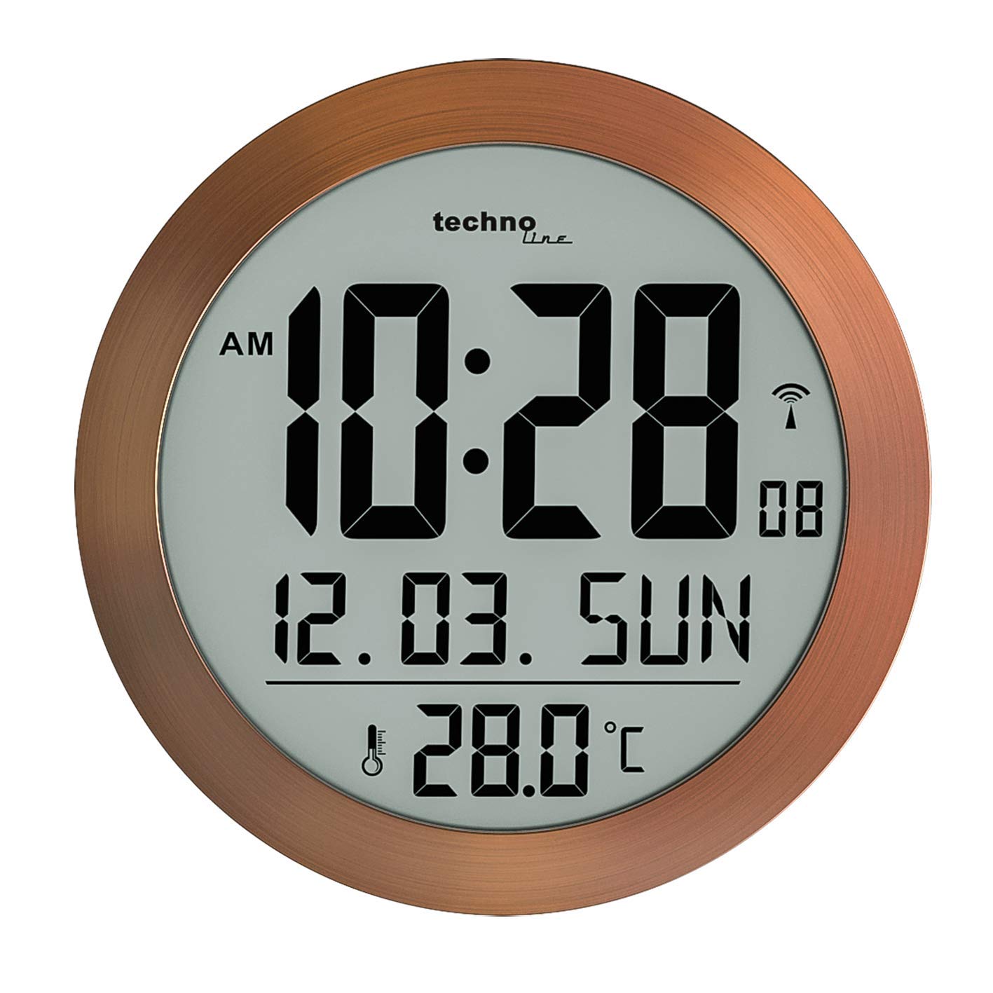Technoline Digital Radio Wall Clock WS 8038, WT8038, Copper, Diameter 210 mm