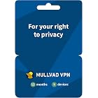 Mullvad VPN - 12 Months for 5 Devices - No-Log VPN Service for Your Privacy | Windows, macOS, Linux, iOS &amp; Android, WireGuard Protocol, No Email Needed, Based in Sweden, Independently Audited