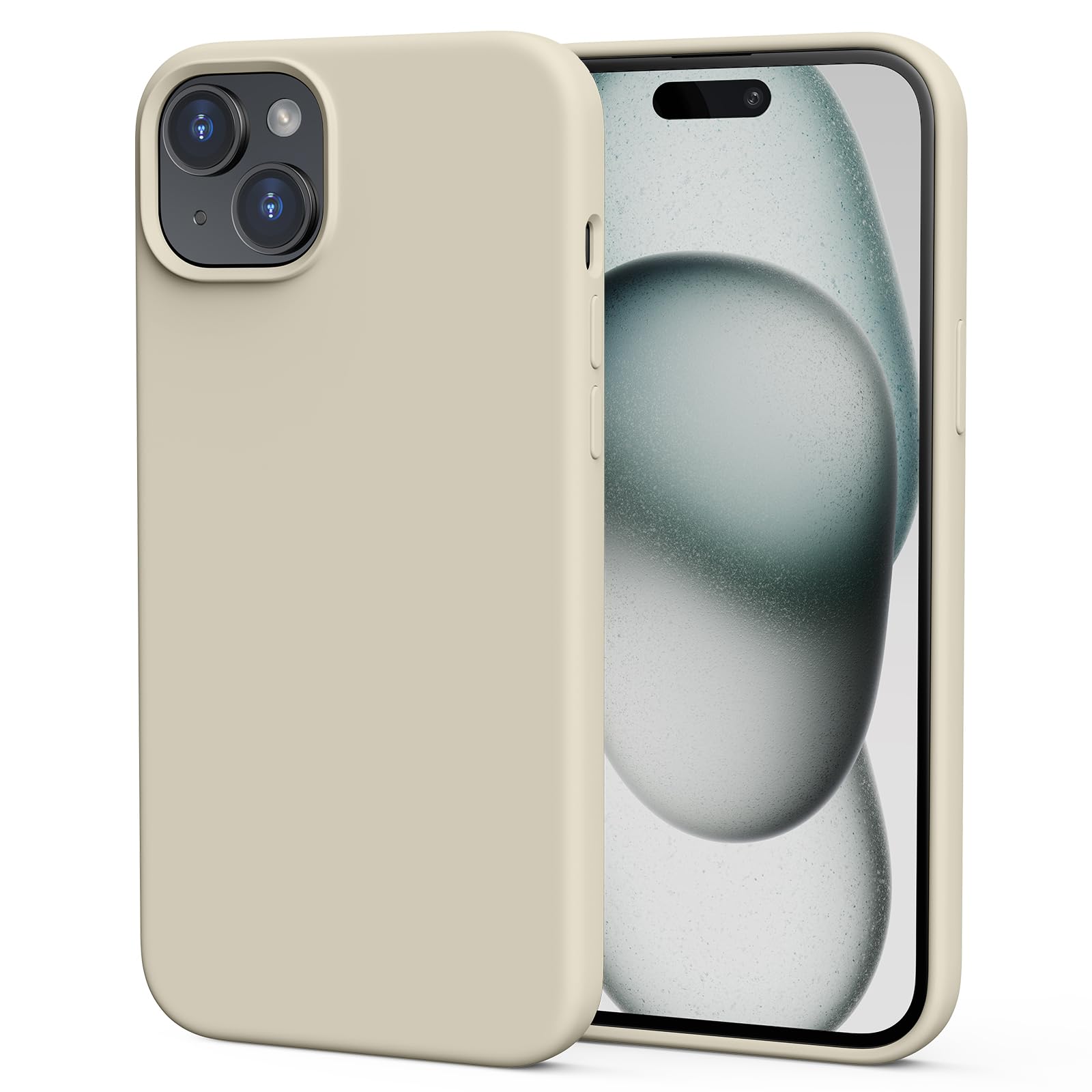 TIIXXA Silicone Case Designed for iPhone 15 plus Case 6.7 Inch, Soft Ultra Slim Protective Shockproof Liquid Silicone Phone Case Cover with Anti-Scratch Microfiber Lining Gray — image 1