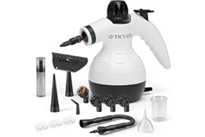 TICYACK Steam Cleaner, Handheld Steam Cleaner for Home, 16-Piece Steam Cleaner Kit with Automatic Steam Switch, Steamer for Kitchen, Bathroom, Car, Living Room and Multi-Surface Deep Cleaning (White)