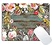 Wknoon Gaming Mouse Pad Custom Design, Vintage Background with Hand Drawn Floral Wreath Image on Rustic Wood Cute Mouse Pads