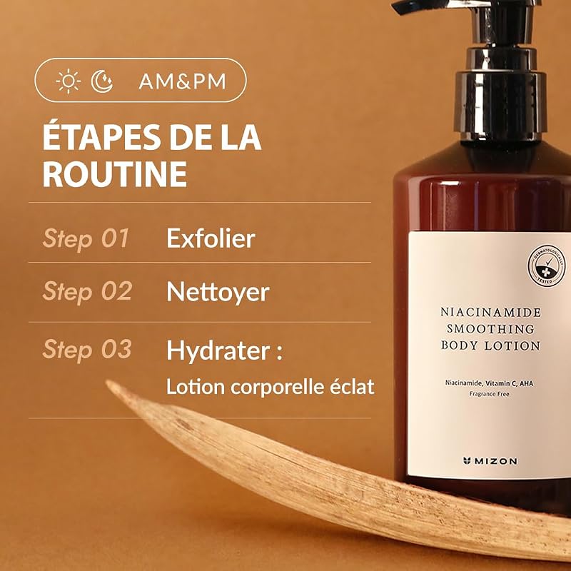[MIZON] NIACINAMIDE SMOOTHING BODY LOTION (300ml) Soin coréen - Lotion corporelle avec 10% de Niacinamide - AHA + Vitamine C + Acide Hyaluronique - Hydratation & Exfoliation douce - Sans parfum