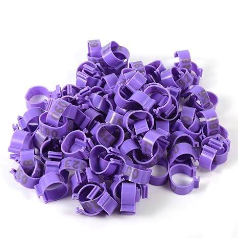 GLOGLOW Leg Ringe, Geflügel Bein Ringe, 16 mm 001-100 Nummerierte Clip auf Leg Bands Ringe für Hühner, Enten, Hühner, Geflüge