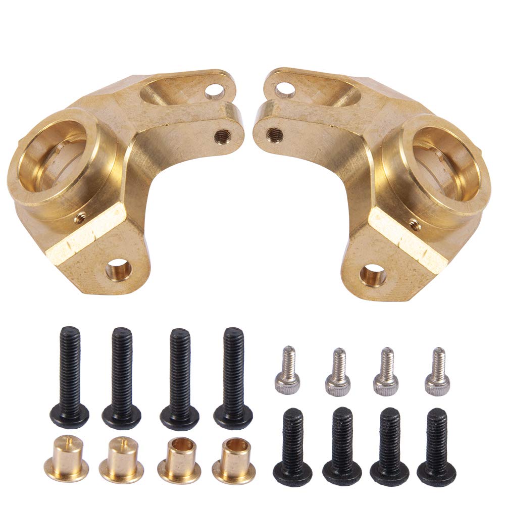 AXspeed 2Pcs Heavy Duty Metal Brass Front Steering Knuckle for 1/10 Axial SCX10 II 90046 RC Crawler Car